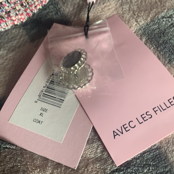 NWT Avec Les Filles Pink/White/Black Plaid Tweed Blazer SZ XL W 4 Pockets - Picture 10 of 11